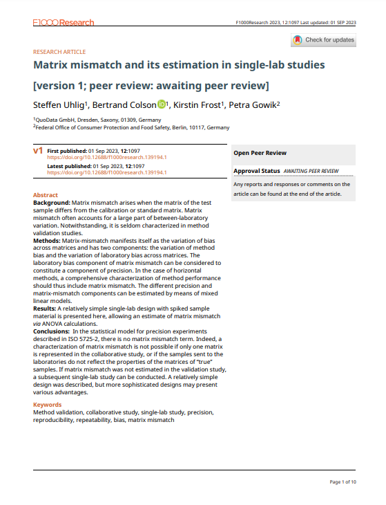 Matrix mismatch and its estimation in single-lab studies